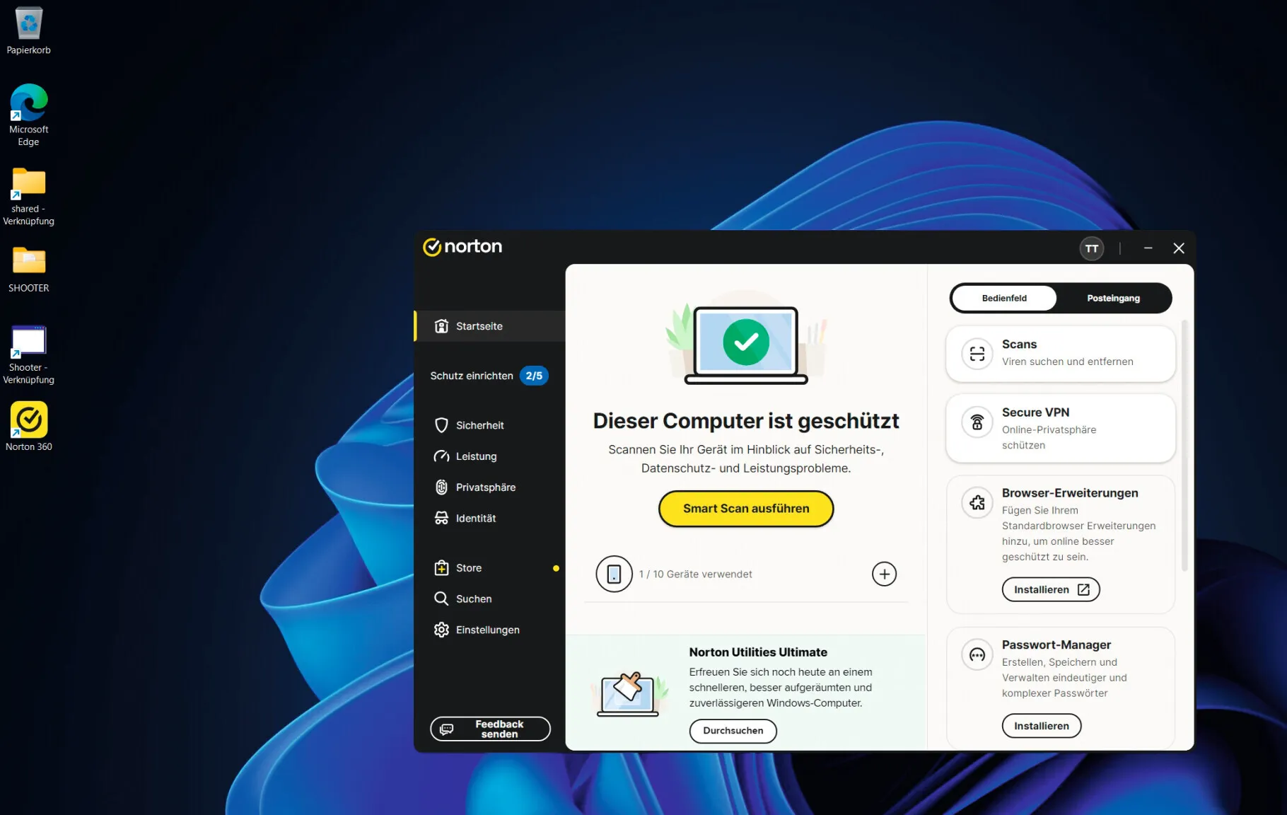Nortons überarbeitete Benutzeroberfläche sorgt für einfache Bedienung