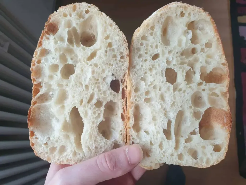 Offene Krume von Ciabatta Brötchen