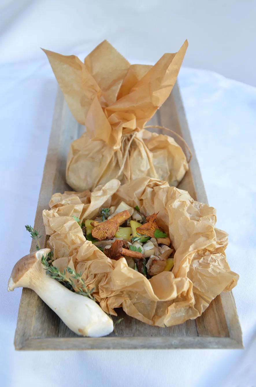 Pilze im Pergamentpäckchen