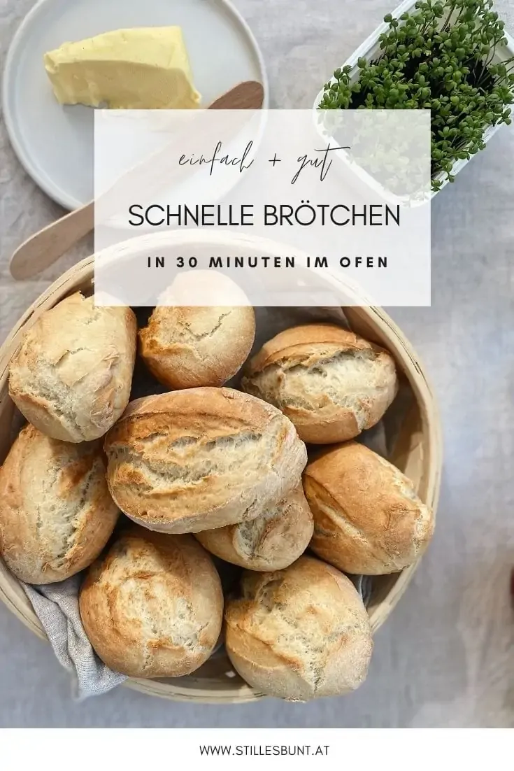 Pinterest Pin: Schnelle Brötchen Rezept speichern