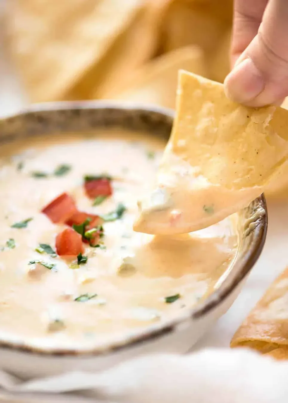 Queso Dip aus echtem Käse, der cremig bleibt