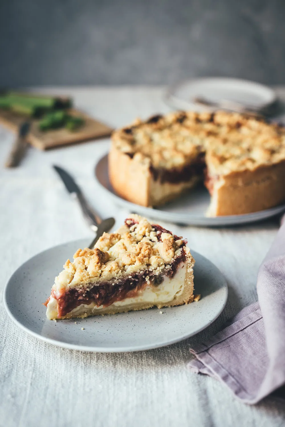 Rezept für Rhabarber-Käsekuchen mit Streuseln