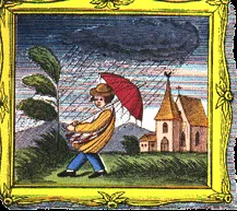 Robert fliegt mit seinem Regenschirm im Sturm