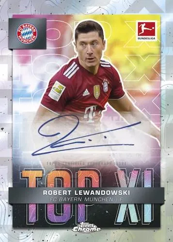 Robert Lewandowski Top XI Autogrammkarte aus der 2021-22 Topps Chrome Bundesliga