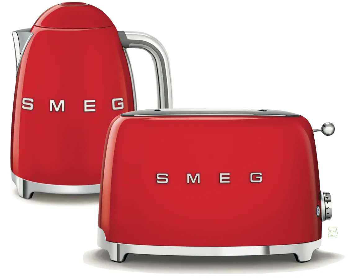 Rotes SMEG Wasserkocher- und Toaster-Set für die Küche