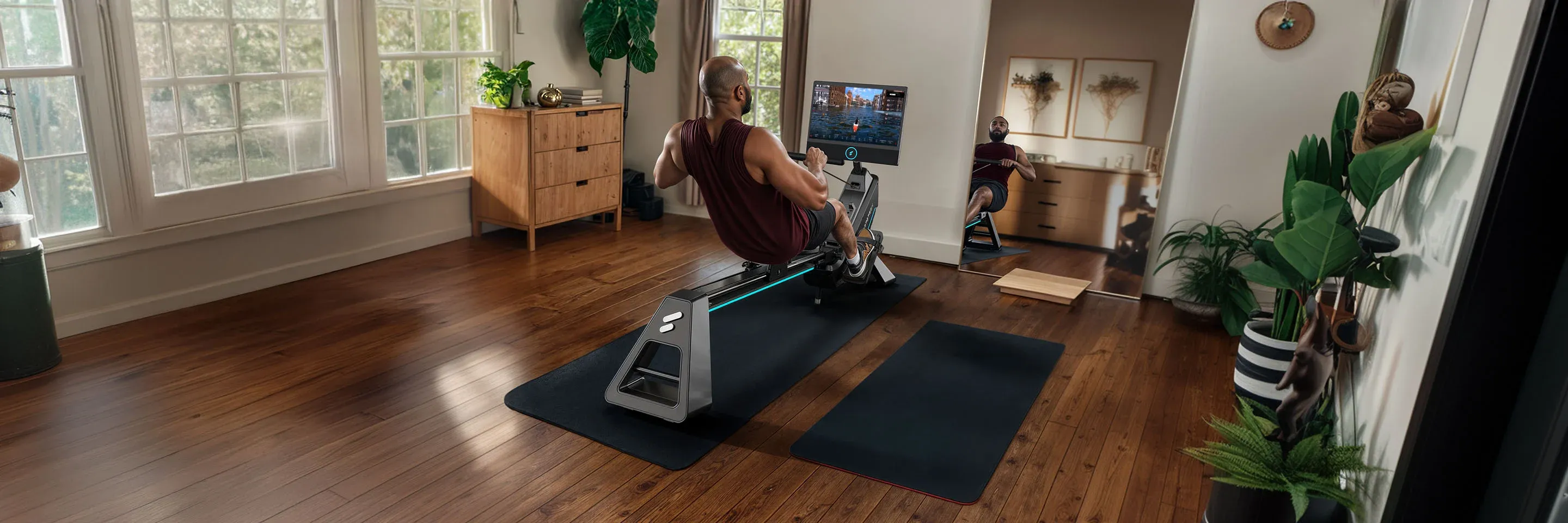 Rudergerät im Wohnzimmer