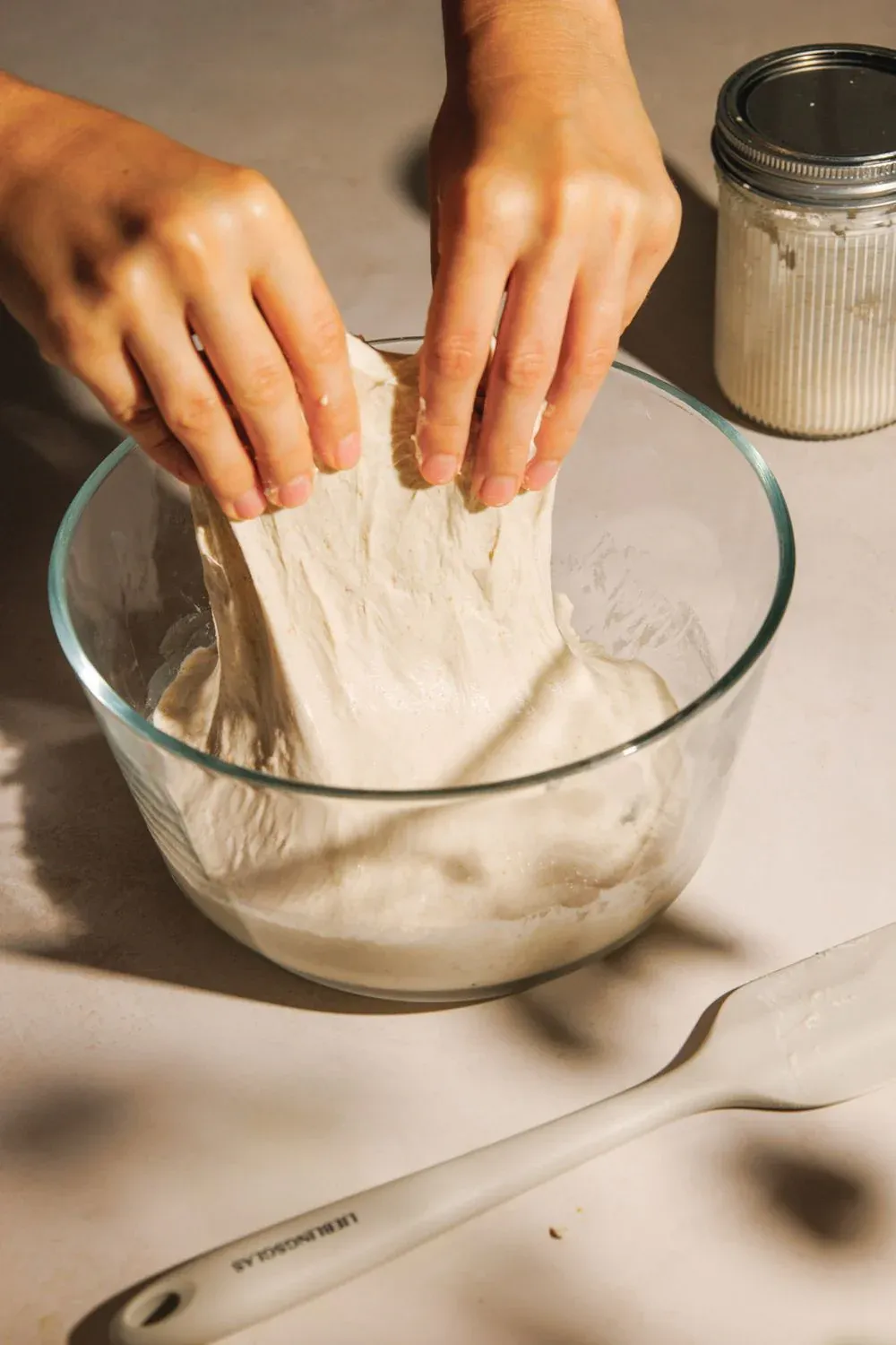 Sauerteig Ciabatta Teig vor dem Formen