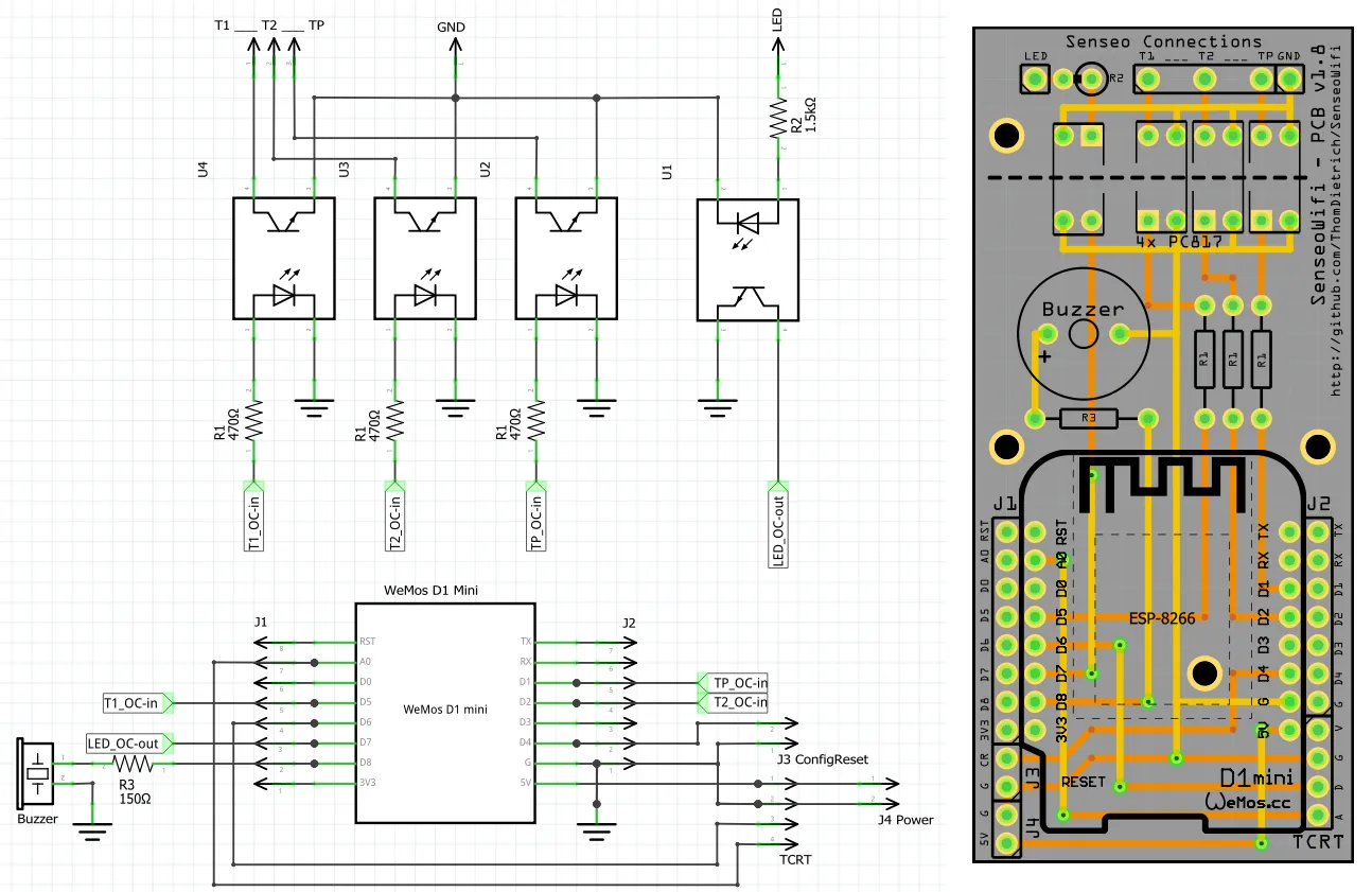Schaltplan der SenseoWifi Platine Version 1.8