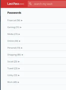 "Screenshot der LastPass Passwortliste nach der Bereinigung schwacher und duplizierter Einträge"