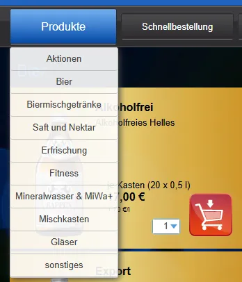 Screenshot der Online-Bestelloberfläche des Rapp Heimdienstes