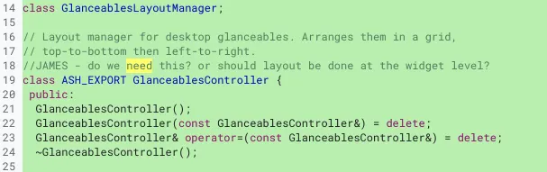 Screenshot eines Controllers für Glanceables im Chromium Gerrit