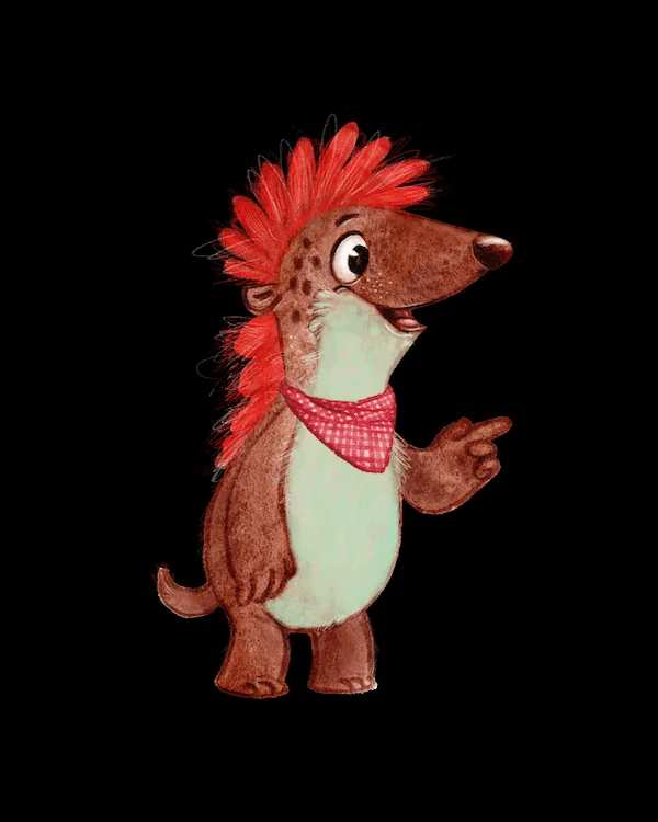 Seitenansicht eines Hundes mit Halstuch auf weißem Hintergrund