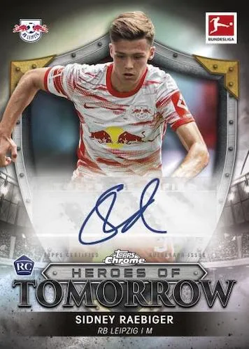 Sidney Raebiger Heroes of Tomorrow Autogramm Rookie Karte aus der 2021-22 Topps Chrome Bundesliga