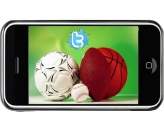 Smartphone-Bildschirm mit Twitter-Logo und Sportinhalten