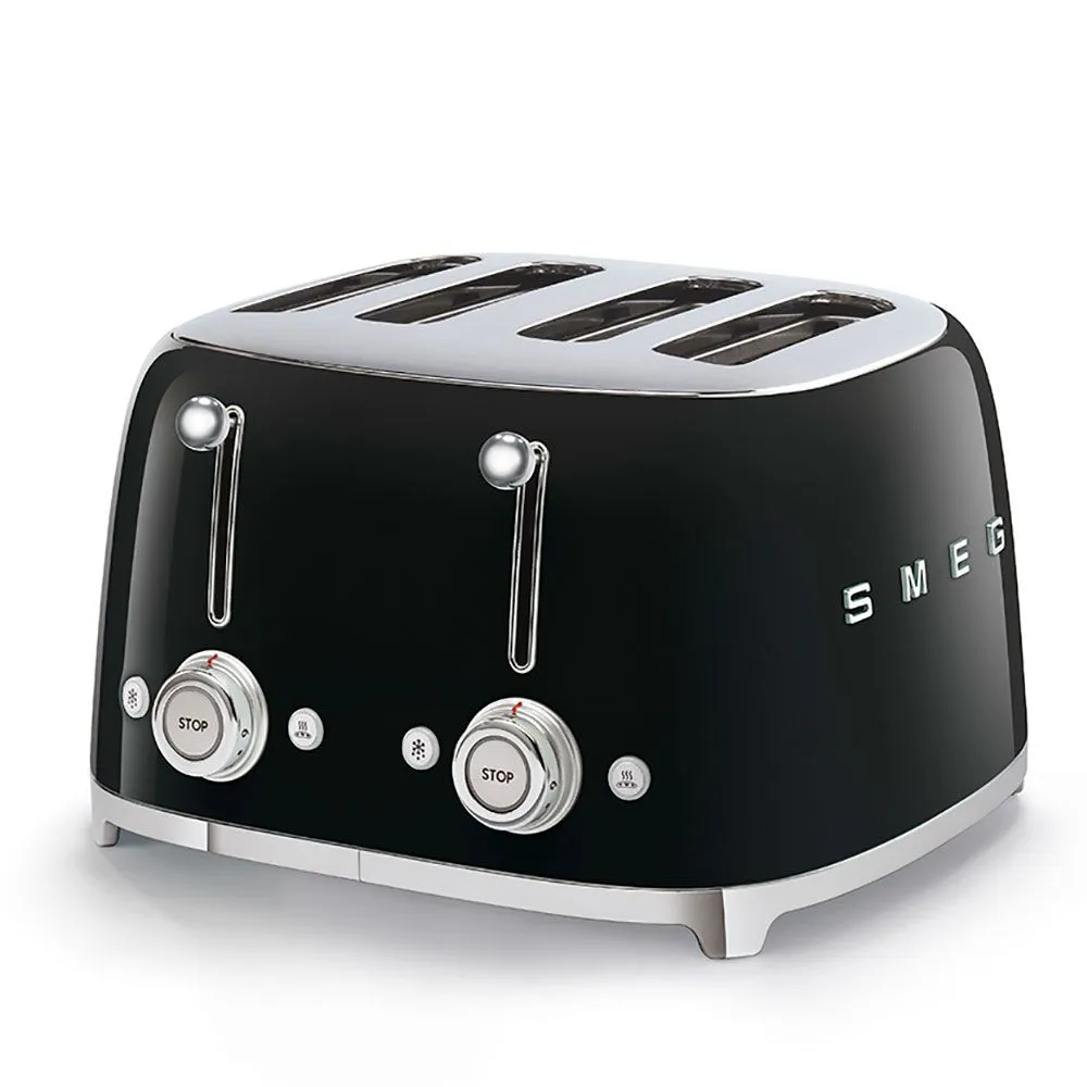 Smeg TSF03BLEU 50's Style Toaster 4-Schlitz, Schwarz