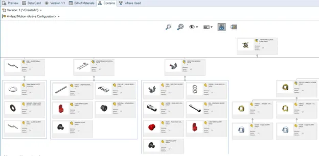 SOLIDWORKS PDM Screenshot: Stückliste