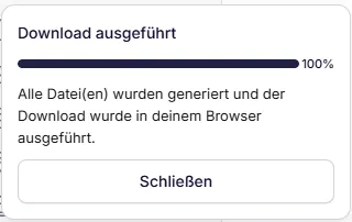 Statusanzeige des sevdesk Datenexports