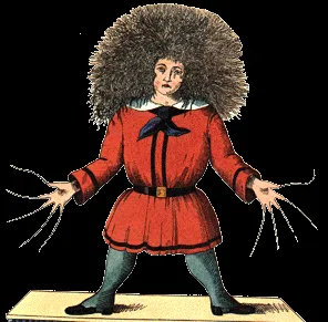 Struwwelpeter mit langen Nägeln und ungekämmtem Haar