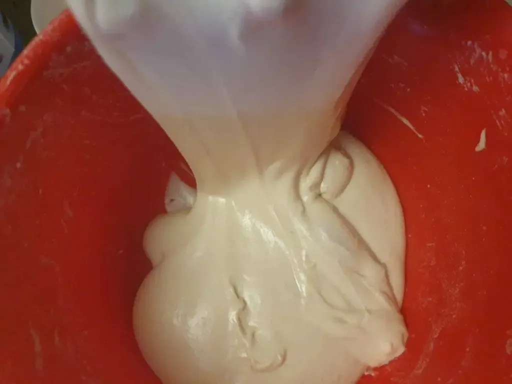 Suppiger Teig des ersten Versuchs (92 % Hydration)