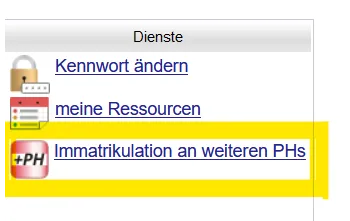 Symbol für die Immatrikulation an weiteren PHs in PH-Online