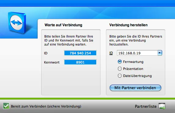TeamViewer: Verbindung zum Partner über die IP-Adresse herstellen