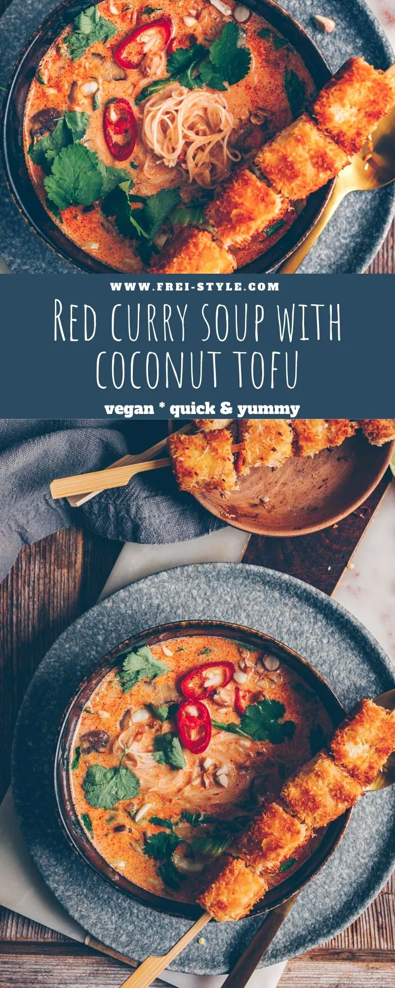 Titelbild: Rote Curry Suppe mit Kokos-Tofu