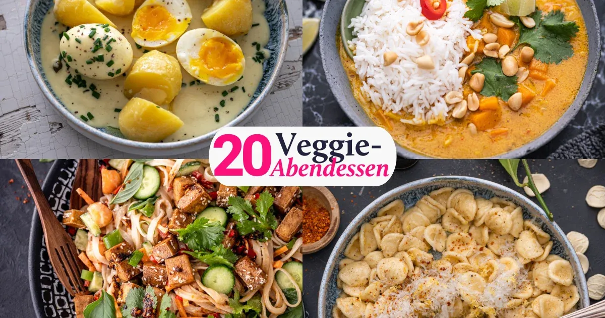 Übersicht von 20 schnellen vegetarischen Abendessen