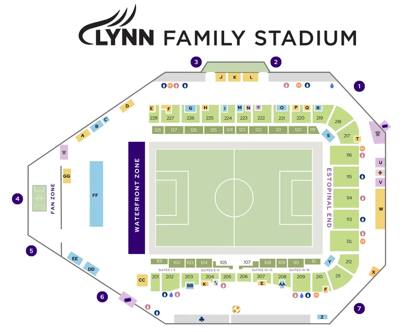 Übersichtskarte des Lynn Family Stadium