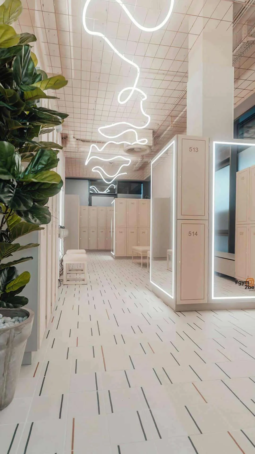 Umkleideraum mit Pflanzen im FITSEVENELEVEN Club Oberursel