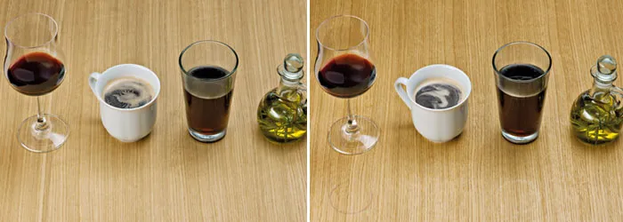 Vergleich der Fleckenbildung auf lackierter und geölter Oberfläche