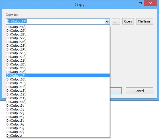 Verlauf der Ausgabeordner im 7-Zip Dateimanager