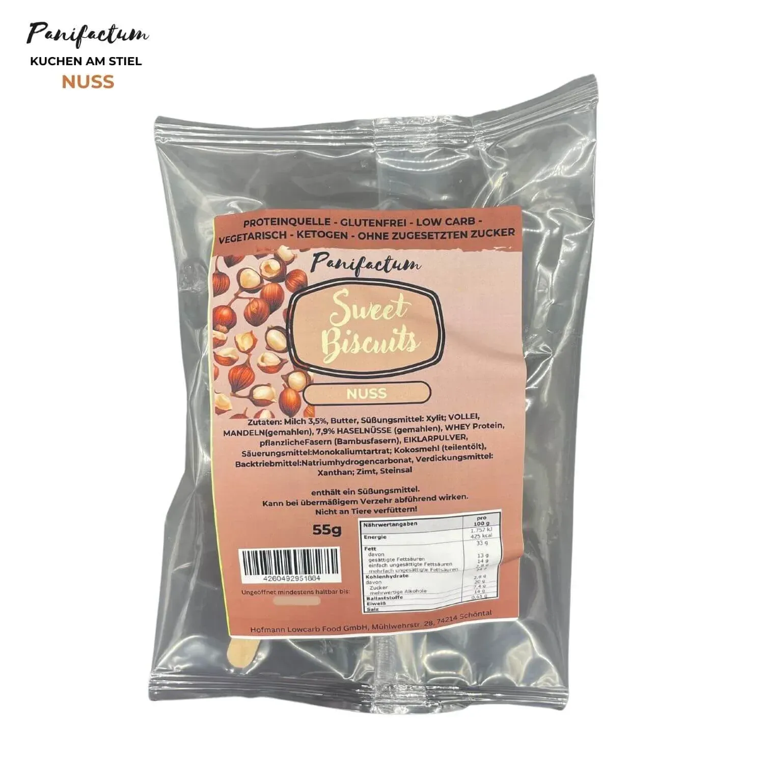 Verpackter Nuss Kuchen am Stiel