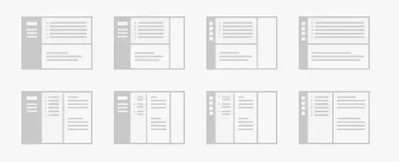 Verschiedene verfügbare Layout-Konfigurationsoptionen in Mailbird