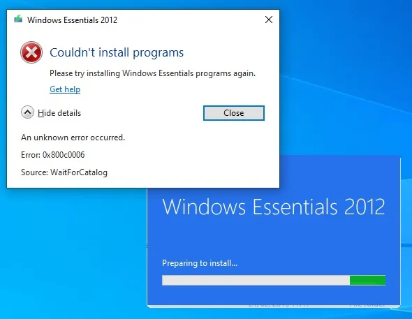 Windows Live Mail Installationsfehler unter Windows 10
