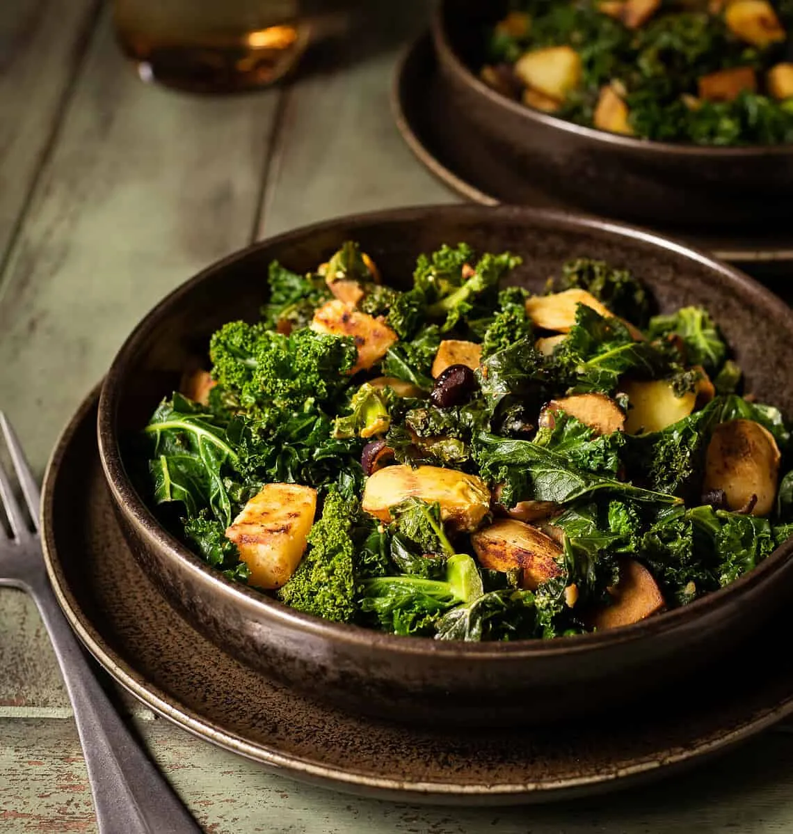 Würzige Grünkohlpfanne, ein weiteres deftiges deutsches Gericht