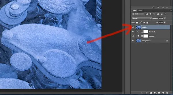 Zusammengeführte Ebene im Ebenenstapel
