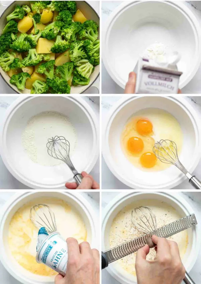 Zutaten für cremigen Kartoffel-Brokkoli-Auflauf