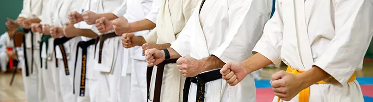 Zwei Kämpfer in Aktion während eines Kampfsporttrainings